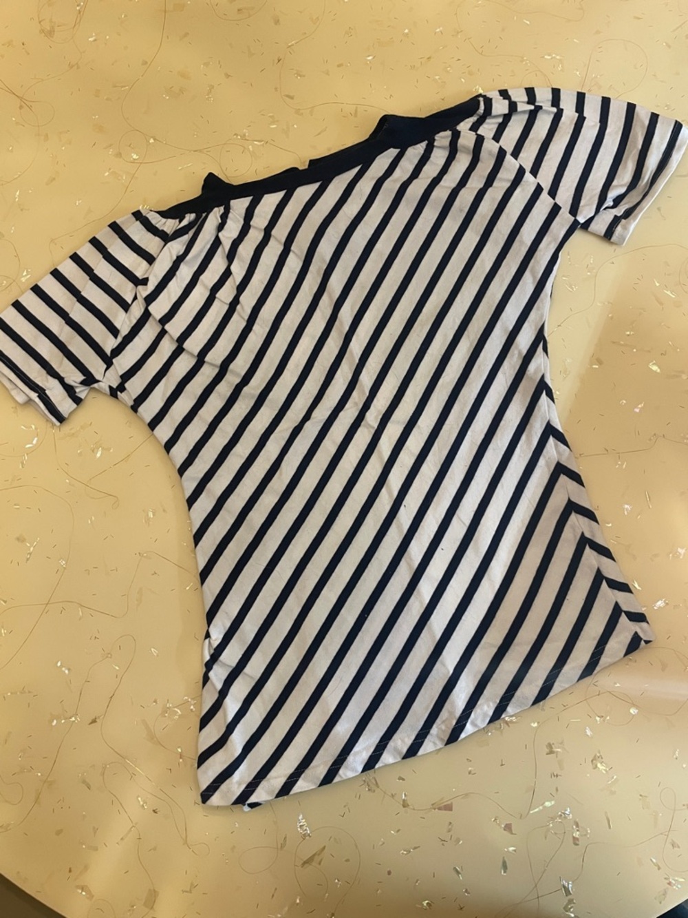 Freddies of Pinewood 1940’s Style White and Navy Blue Striped Saddle Top T-Shirt